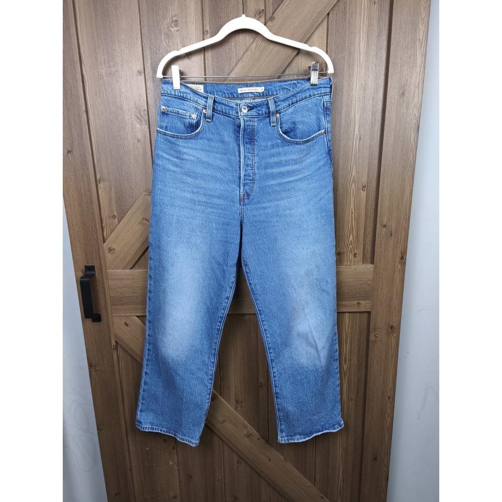 Levis Premium Ribcage Straight Ankle Jeans 31x27 Blue Denim High Rise 72693-0177